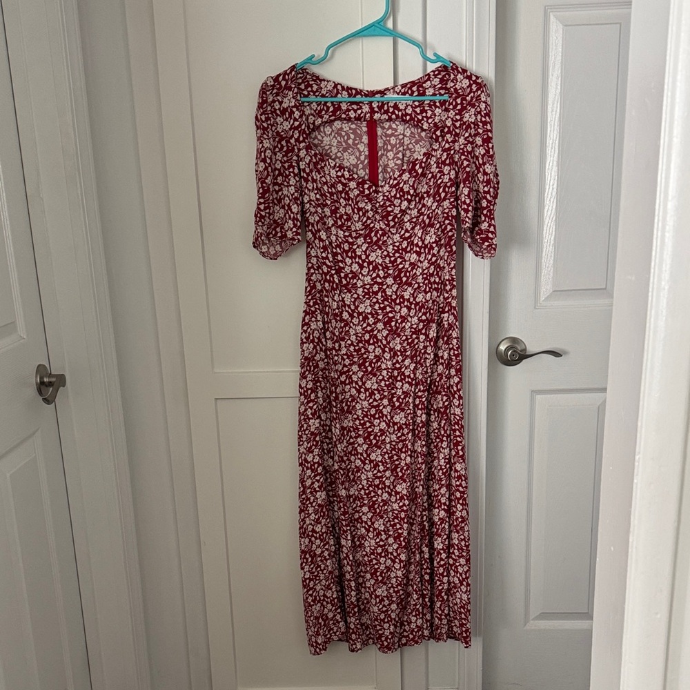 Reformation Red Floral Midi Dress